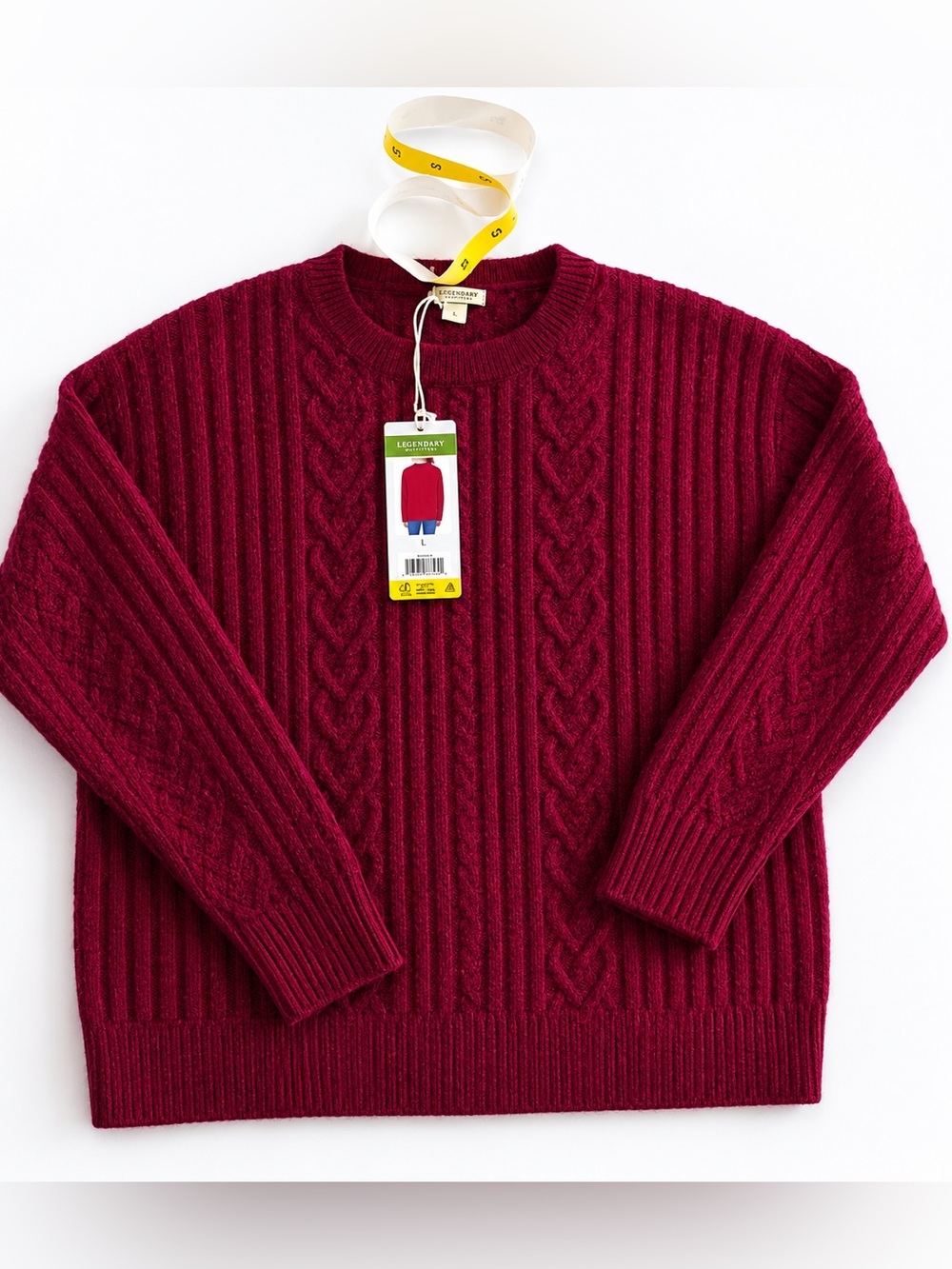 Legendary Outfitters Burgundy Cable Knit Sweater NWT Soft Crewneck